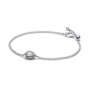 Bracciale catena Pandora Timeless da donna in Argento Sterling 925 con ciondolo passante a forma di goccia con zirconi 593001C01