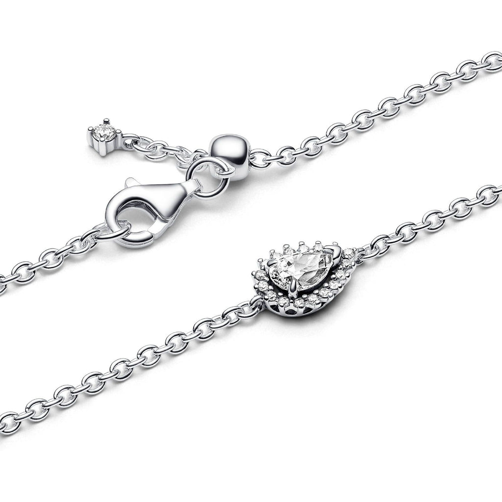 Bracciale catena Pandora Timeless da donna in Argento Sterling 925 con ciondolo passante a forma di goccia con zirconi 593001C01