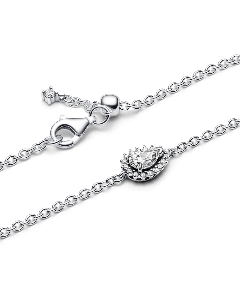 Bracciale catena Pandora Timeless da donna in Argento Sterling 925 con ciondolo passante a forma di goccia con zirconi 593001C01