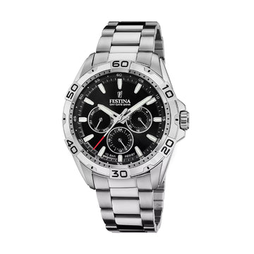 Orologio multifunzione Festina in acciaio quadrante nero MISURA UNICA