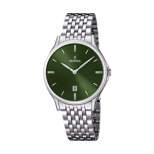 Orologio Festina Acero Clasico quadrante verde da uomo MISURA UNICA