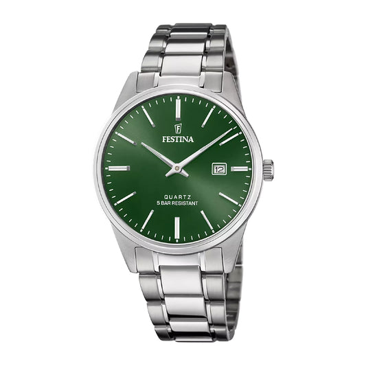 Orologio solo tempo Festina Classics in acciaio e verde MISURA UNICA