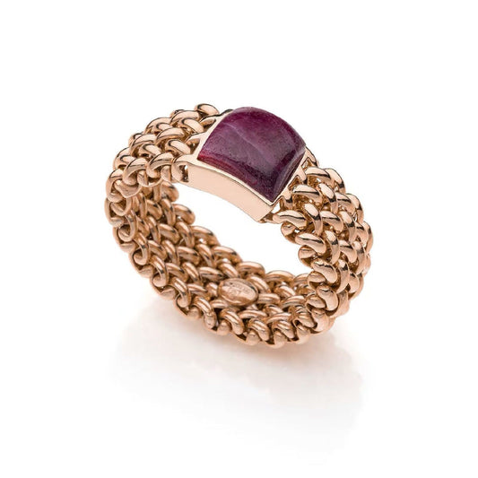 Anello donna Unoaerre Chicco donna argento rosé maglia chicco riso rubino 6207-1