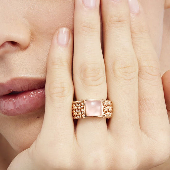 Anello donna Unoaerre Chicco in argento rosé con quarzo rosa 6208-2