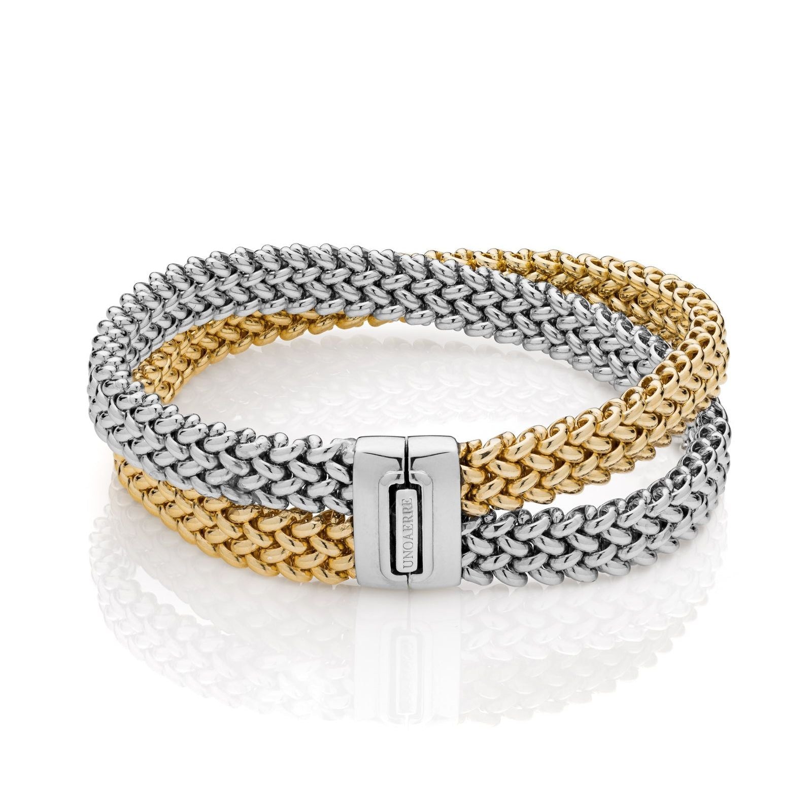 Bracciale donna Unoaerre Chicco argento dorato doppia fascia chicco di riso 6257-1