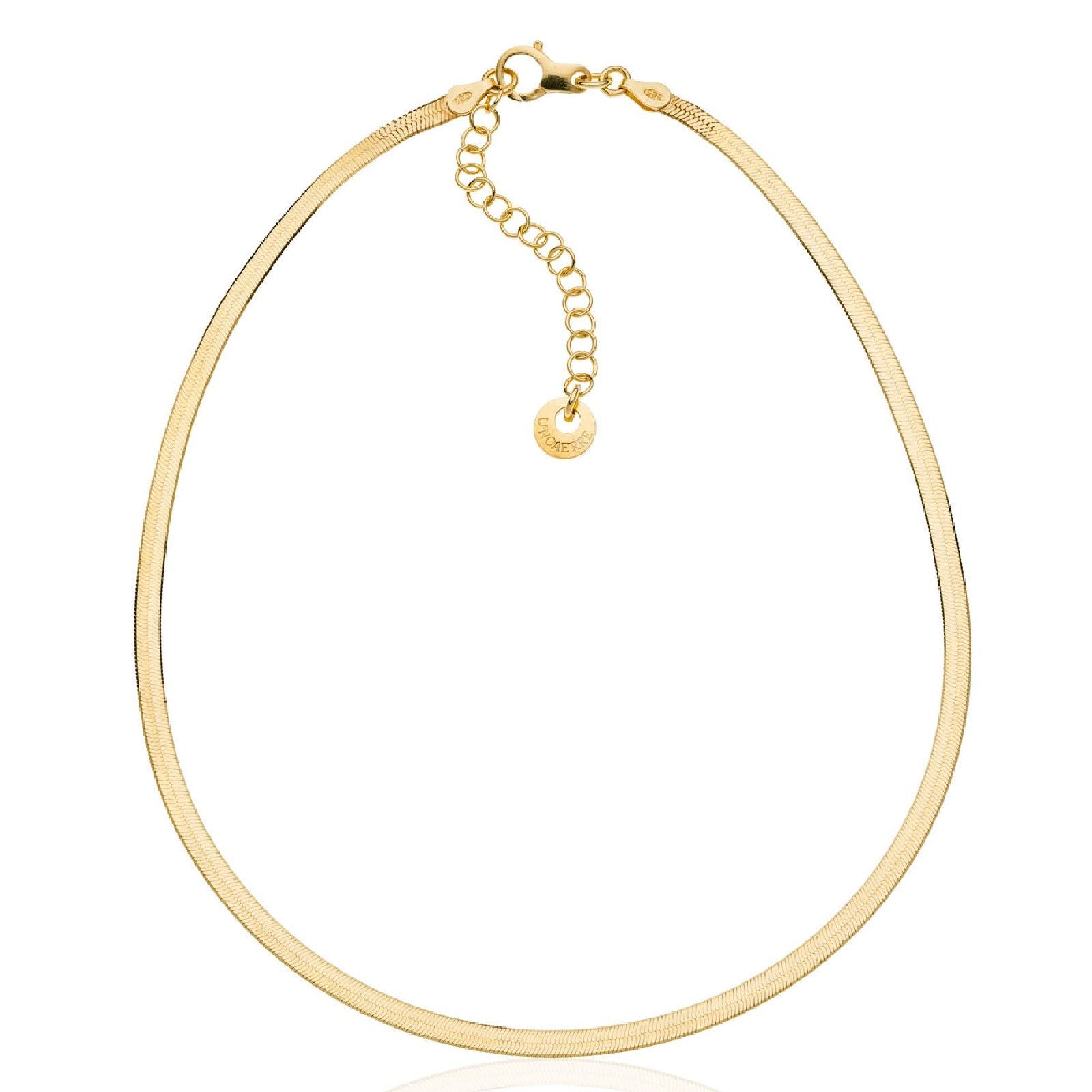 Collana corta donna Unoaerre Piatta in argento dorato con maglia snake 6391-1