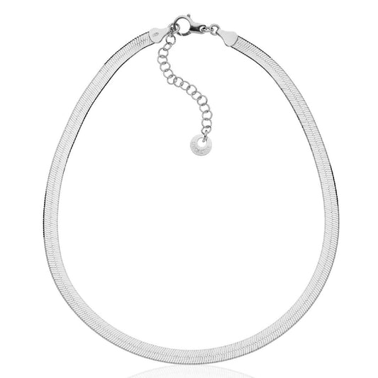 Collana corta donna Unoaerre Piatta in argento con maglia snake spessa 6394-1