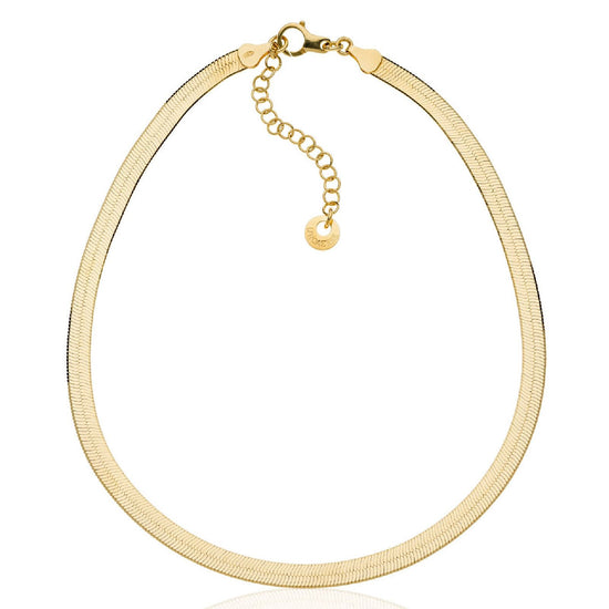 Collana corta donna Unoaerre Piatta in argento dorato con maglia snake spessa 6397-1