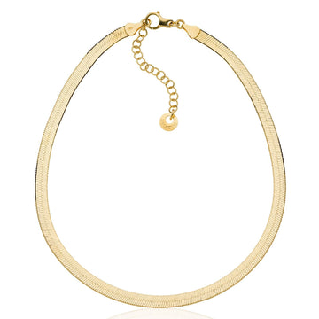 Collana corta donna Unoaerre Piatta in argento dorato con maglia snake spessa 6397-1