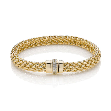 Bracciale rigido donna Unoaerre Chicco in argento dorato maglia chicco e cristalli 6449-1