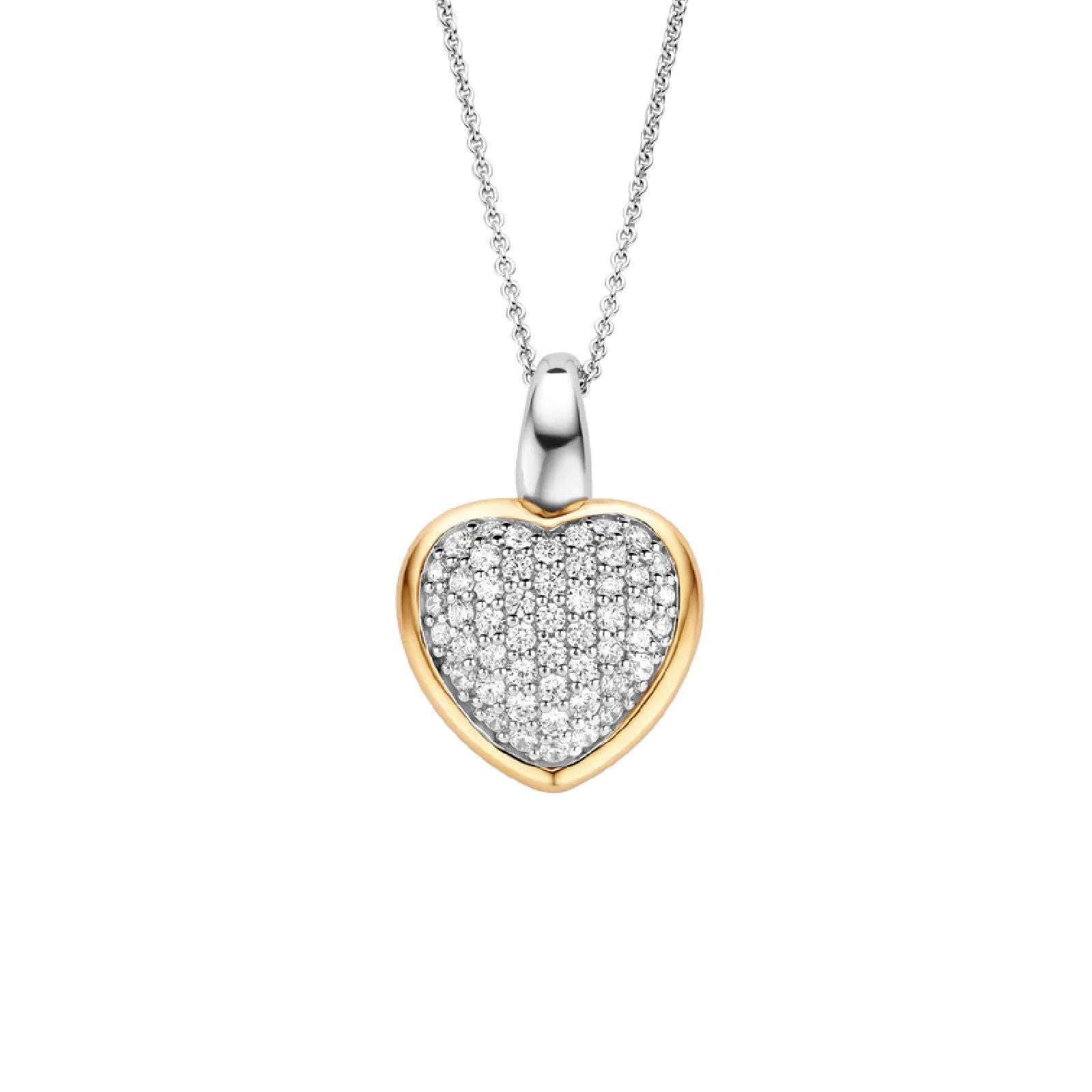Collana donna TI SENTO Milano in argento dorato con cuore di zirconi 6801ZY-1