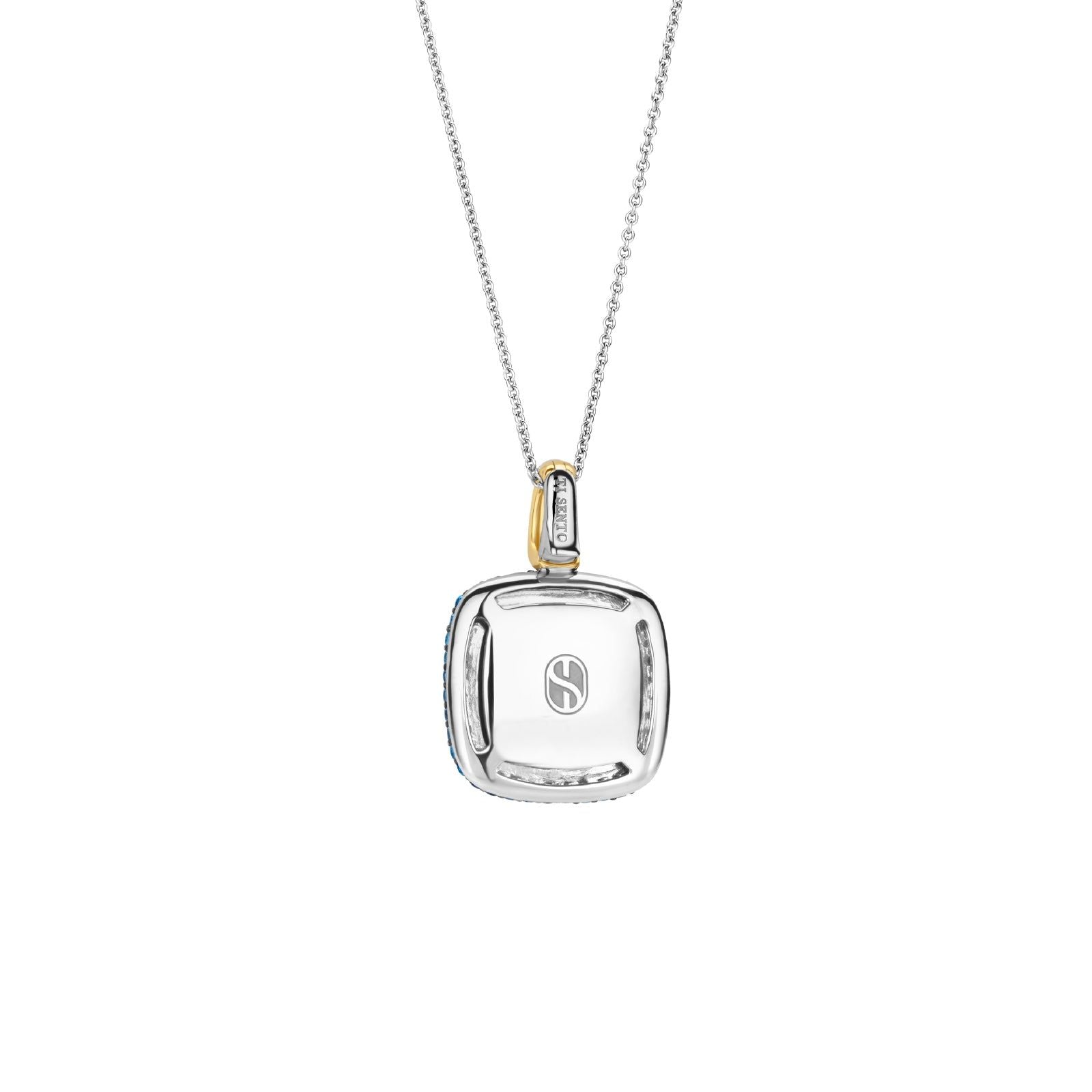 Collana donna TI SENTO Milano in argento dorato con turchese quadrato e zirconi 6828TQ-2