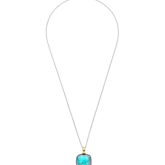 Collana donna TI SENTO Milano in argento dorato con turchese quadrato e zirconi 6828TQ-3