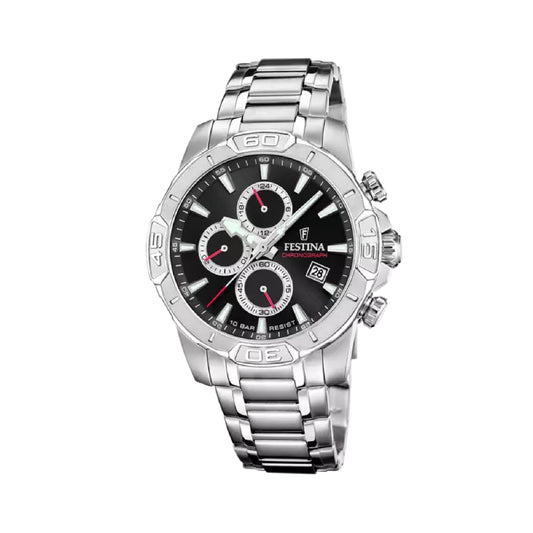 Orologio cronografo Festina in acciaio argento e nero da uomo 6