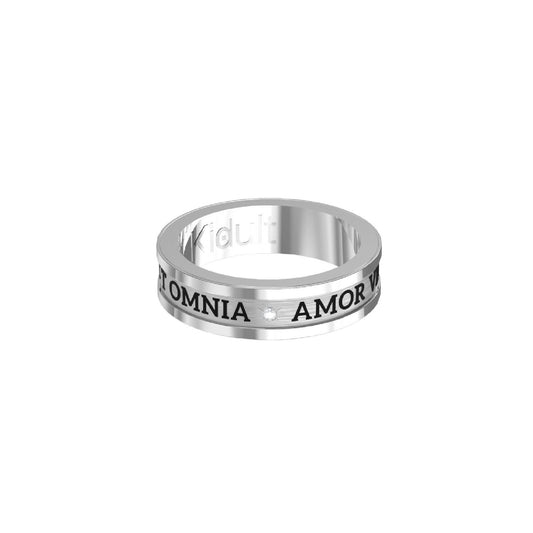 Anello da donna Kidult Love in acciaio con cristalli e scritta "Amor vincit omnia" 721010-1