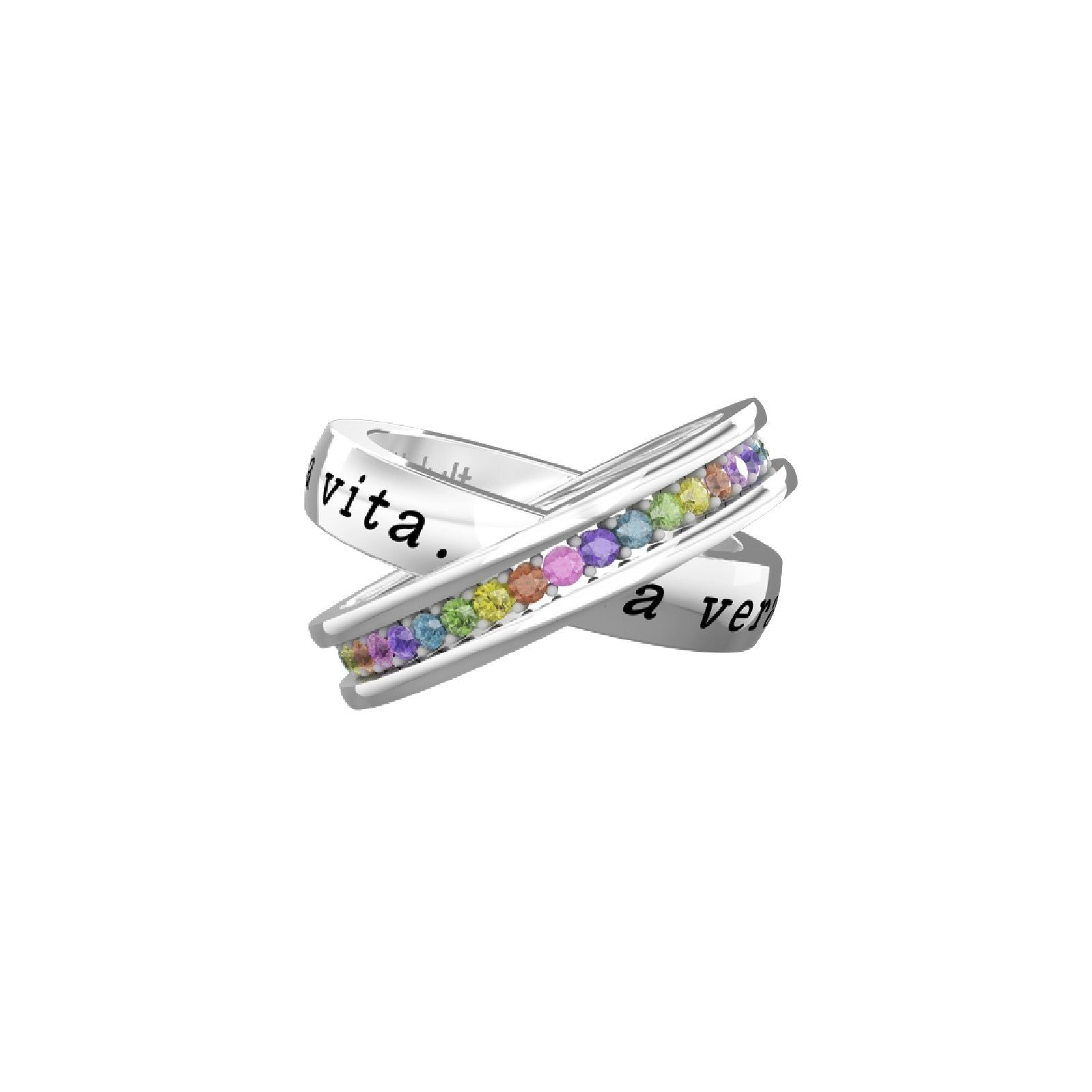 Anello donna Kidult Friendship acciaio cristalli multicolor e scritta amica 721013-1