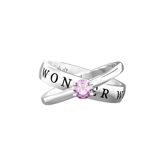 Anello donna Kidult Family in acciaio con zircone rosa e scritta wonder woman 721014-1
