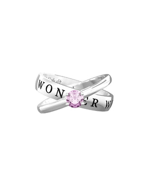 Anello da donna Kidult Love in acciaio inossidabile con cristallo rosa e scritta wonder woman 721014