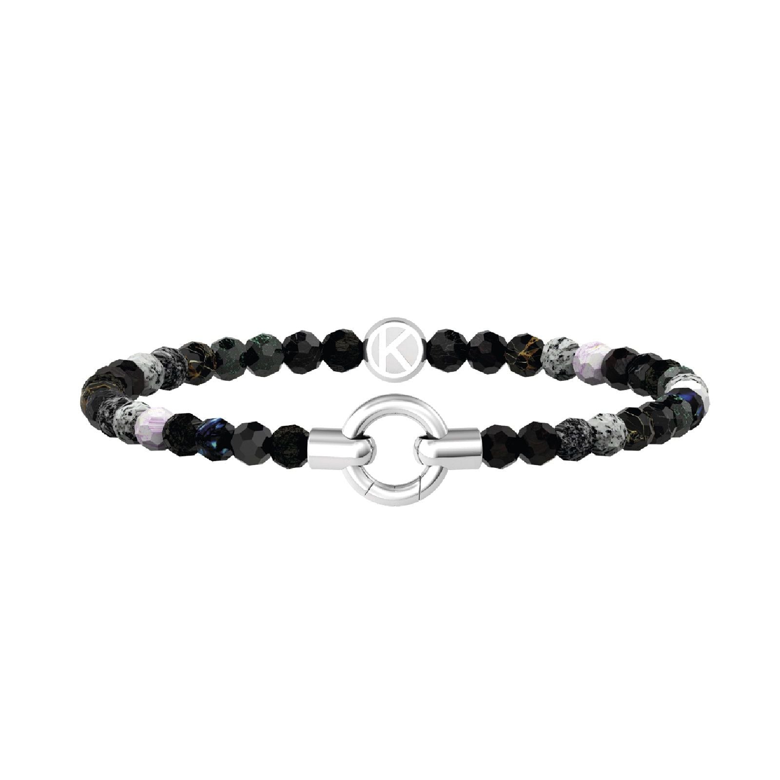 Bracciale con pietre Kidult By You donna acciaio con agata nera striata 732203-1