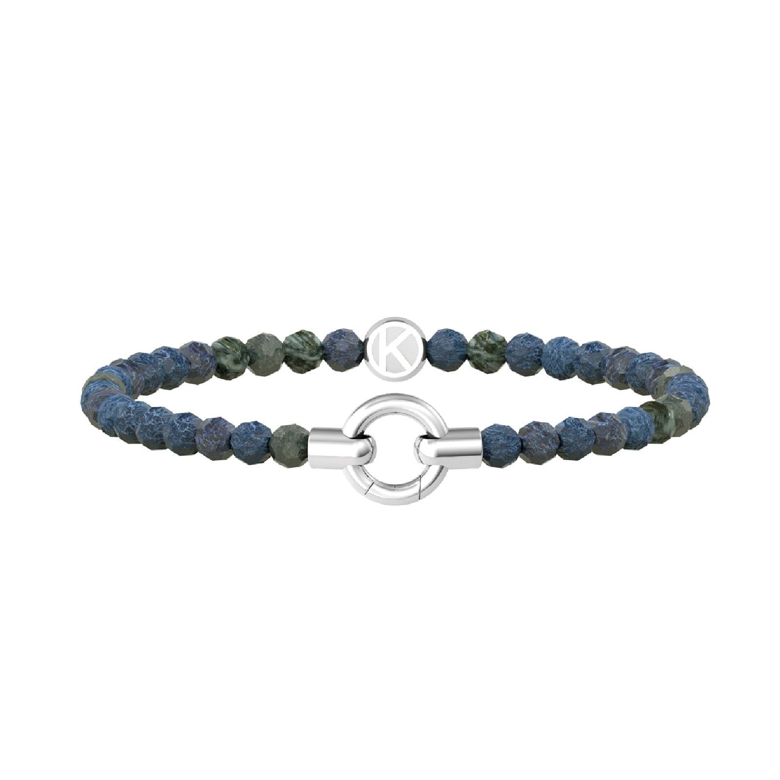 Bracciale con pietre Kidult By You donna acciaio con agata azzurro striata 732204-1