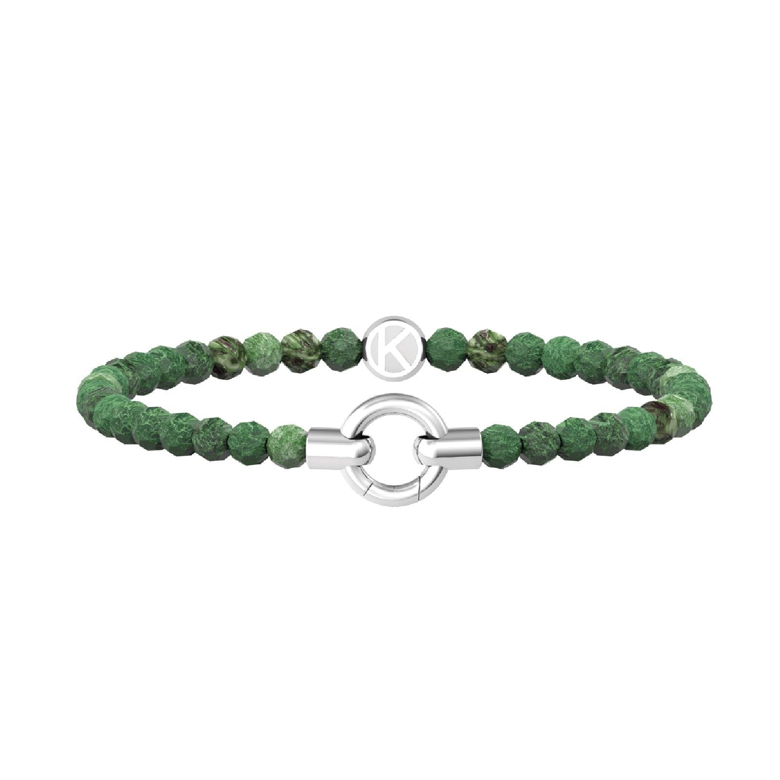 Bracciale con pietre Kidult By You donna acciaio con agata verde striata 732205-1