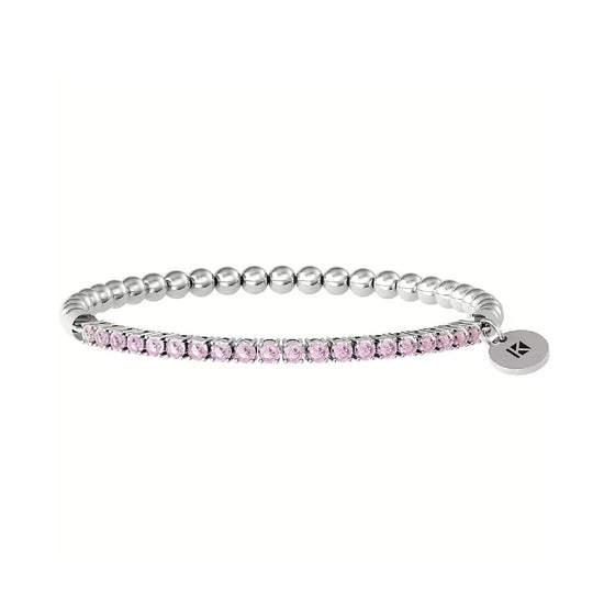 Bracciale elastico tennis donna Kidult Energy Stone in acciaio zirconi rosa 3mm 732206-1