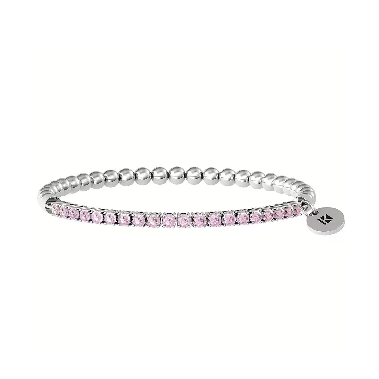 Bracciale elastico tennis donna Kidult Energy Stone in acciaio zirconi rosa 3mm 732206-1
