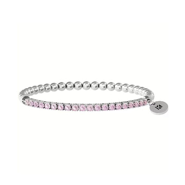 Bracciale elastico tennis donna Kidult Energy Stone in acciaio zirconi rosa 3mm 732206-1
