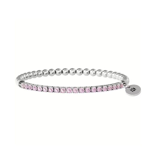 Bracciale elastico tennis donna Kidult Energy Stone in acciaio zirconi rosa 3mm 732206-1