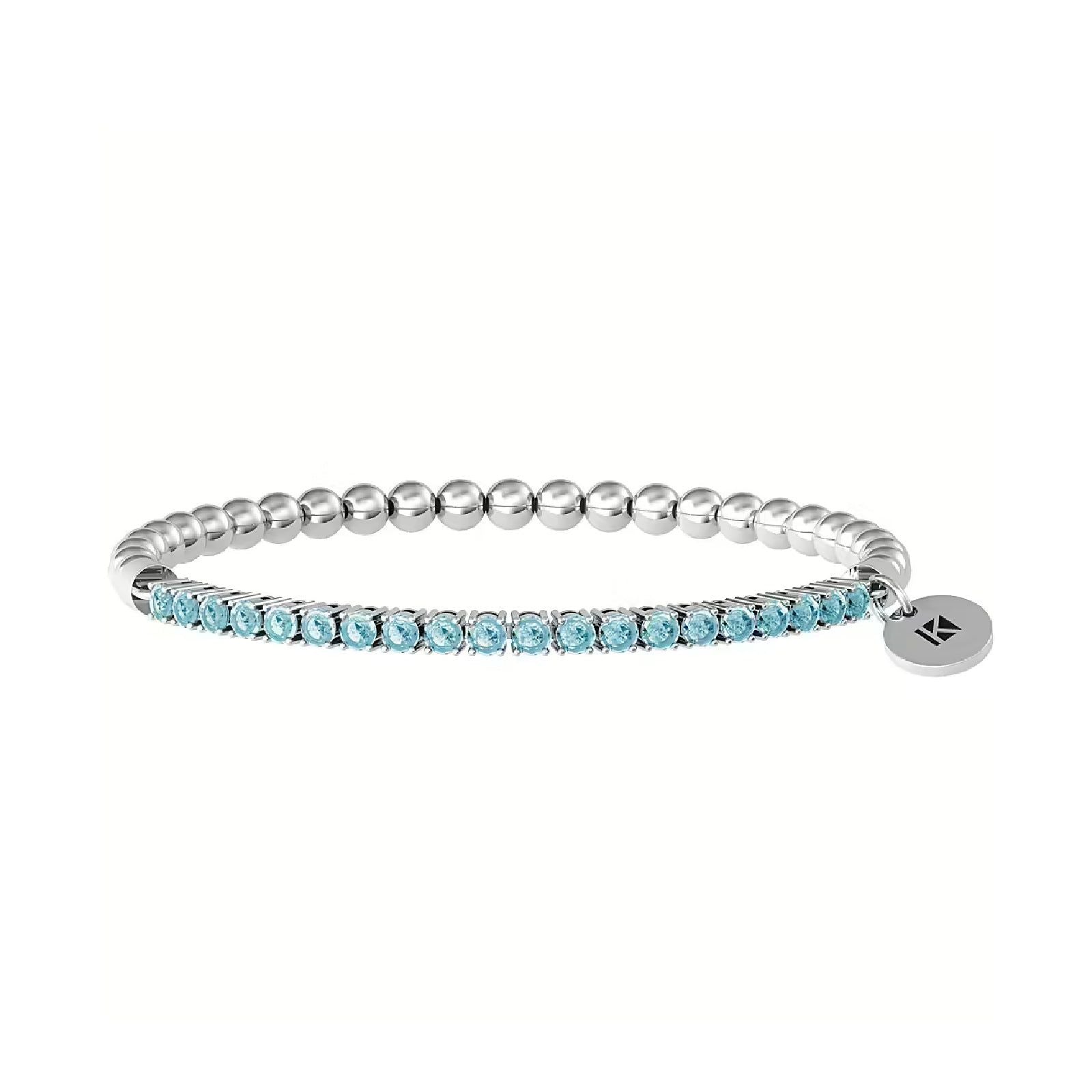 Bracciale elastico tennis donna Kidult Energy Stone in acciaio zirconi azzurri 3mm 732208-1