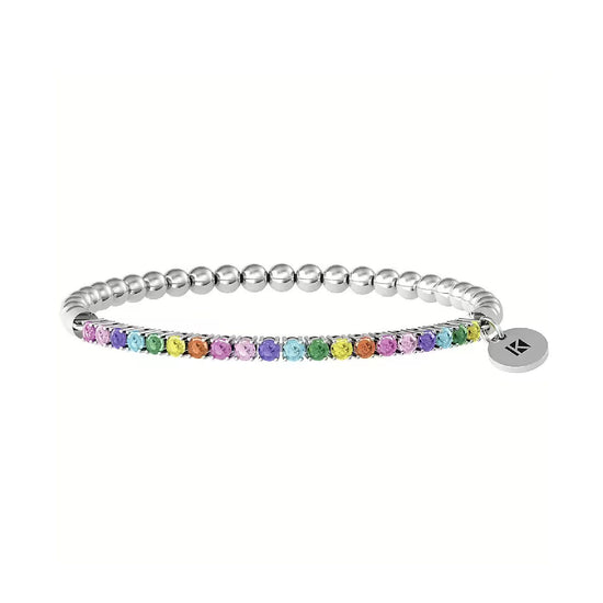 Bracciale elastico tennis donna Kidult Energy Stone in acciaio zirconi multicolor 3mm 732209-1