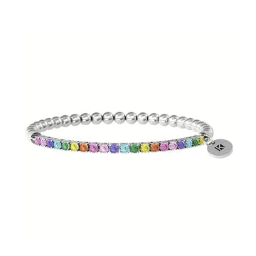 Bracciale elastico tennis donna Kidult Energy Stone in acciaio zirconi multicolor 3mm 732209-1