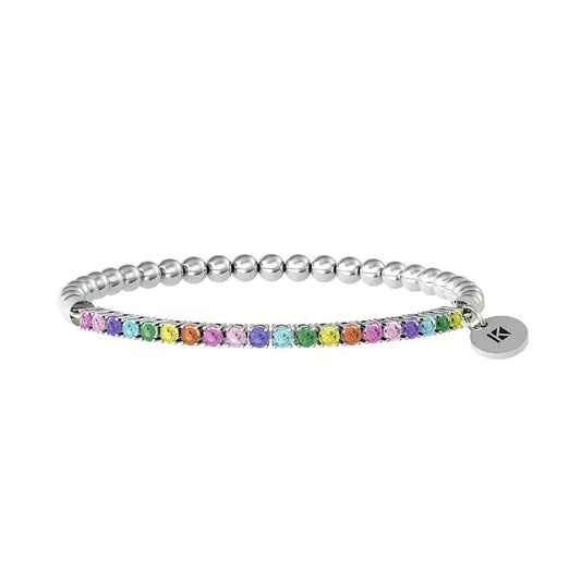 Bracciale elastico tennis donna Kidult Energy Stone in acciaio zirconi multicolor 3mm 732209-1