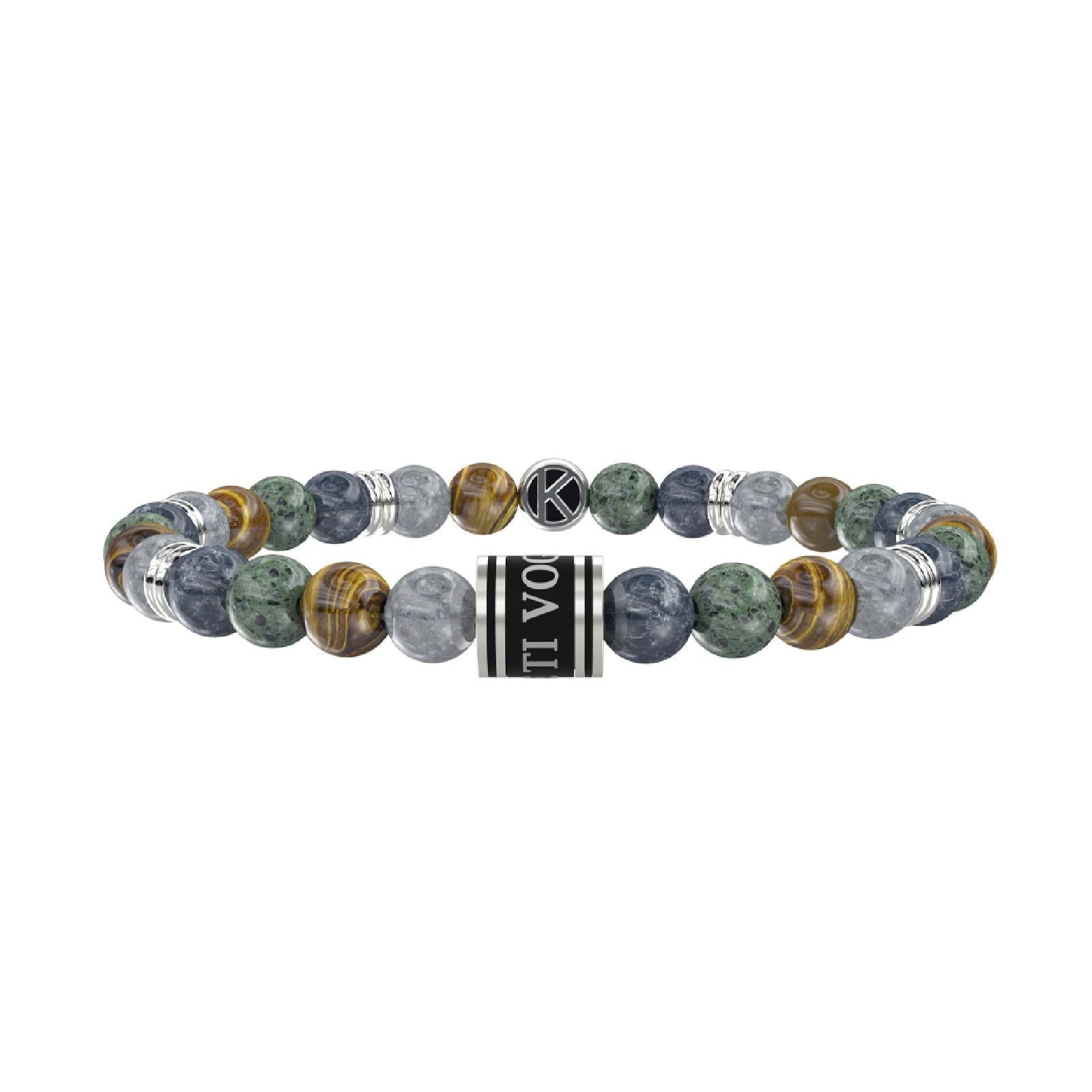 Bracciale elastico da uomo Kidult Family in acciaio con pietre multicolor "Ti voglio bene" 732272-1