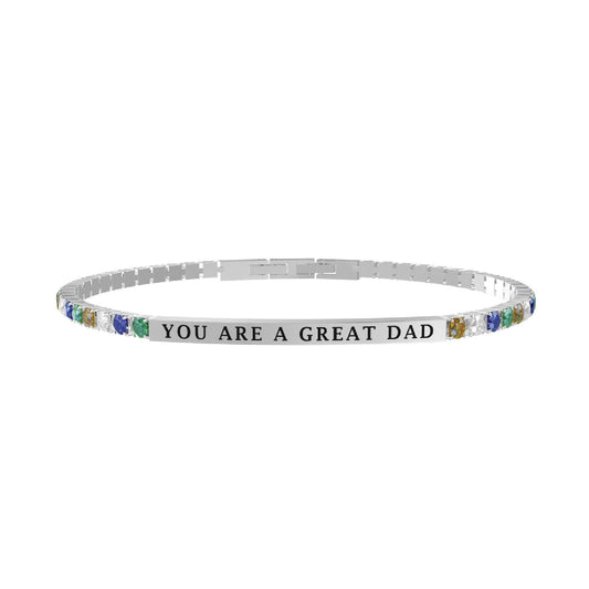 Bracciale tennis da uomo Kidult Family in acciaio con zirconi multicolor e piastra "You are a great Dad" 732275-1