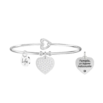Bracciale donna Kidult Family in acciaio con cuore e cristalli "Famiglia.. indissolubile" 732288-1