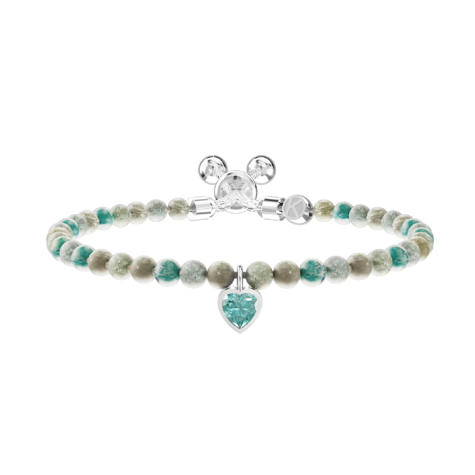 Bracciale donna Kidult Energy Stone acciaio con diaspro e cristallo azzurro a cuore 732291-1