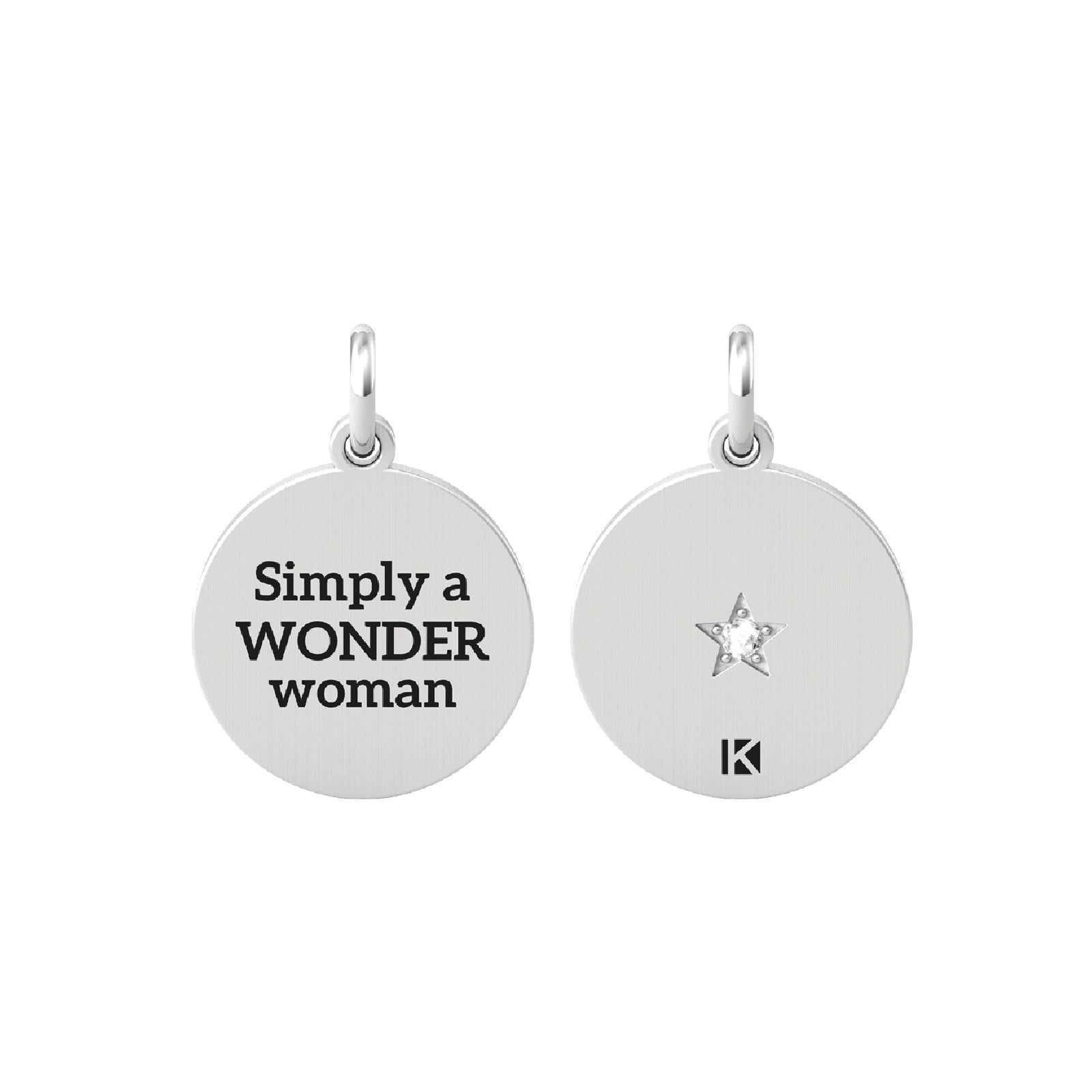 Charm Kidult By You donna acciaio con frase "Simply a wonder woman" 741004-1
