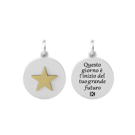 Charm Kidult By You donna acciaio con stella gialla e frase motivazionale 741012-1