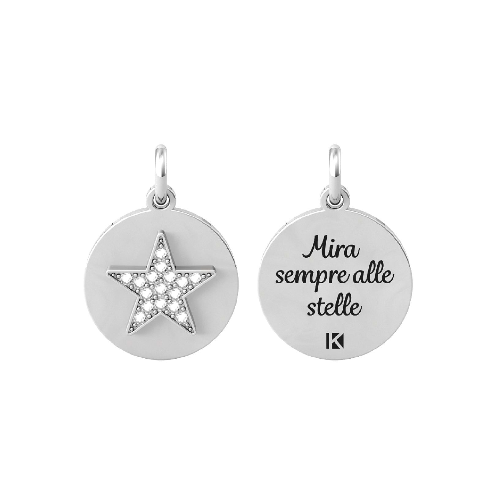 Charm Kidult By You donna acciaio stella con cristalli e frase motivazionale 741013-1