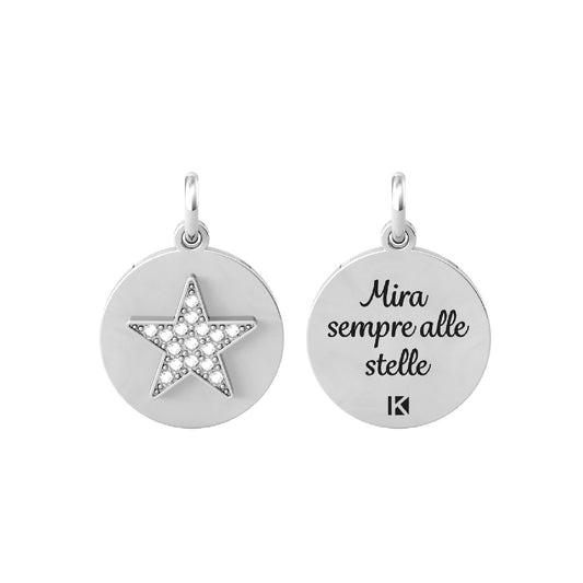 Charm Kidult By You donna acciaio stella con cristalli e frase motivazionale 741013-1