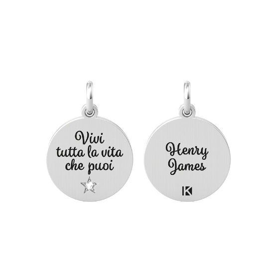 Charm Kidult By You donna acciaio stella con cristallo e frase di Henry James 741016-1