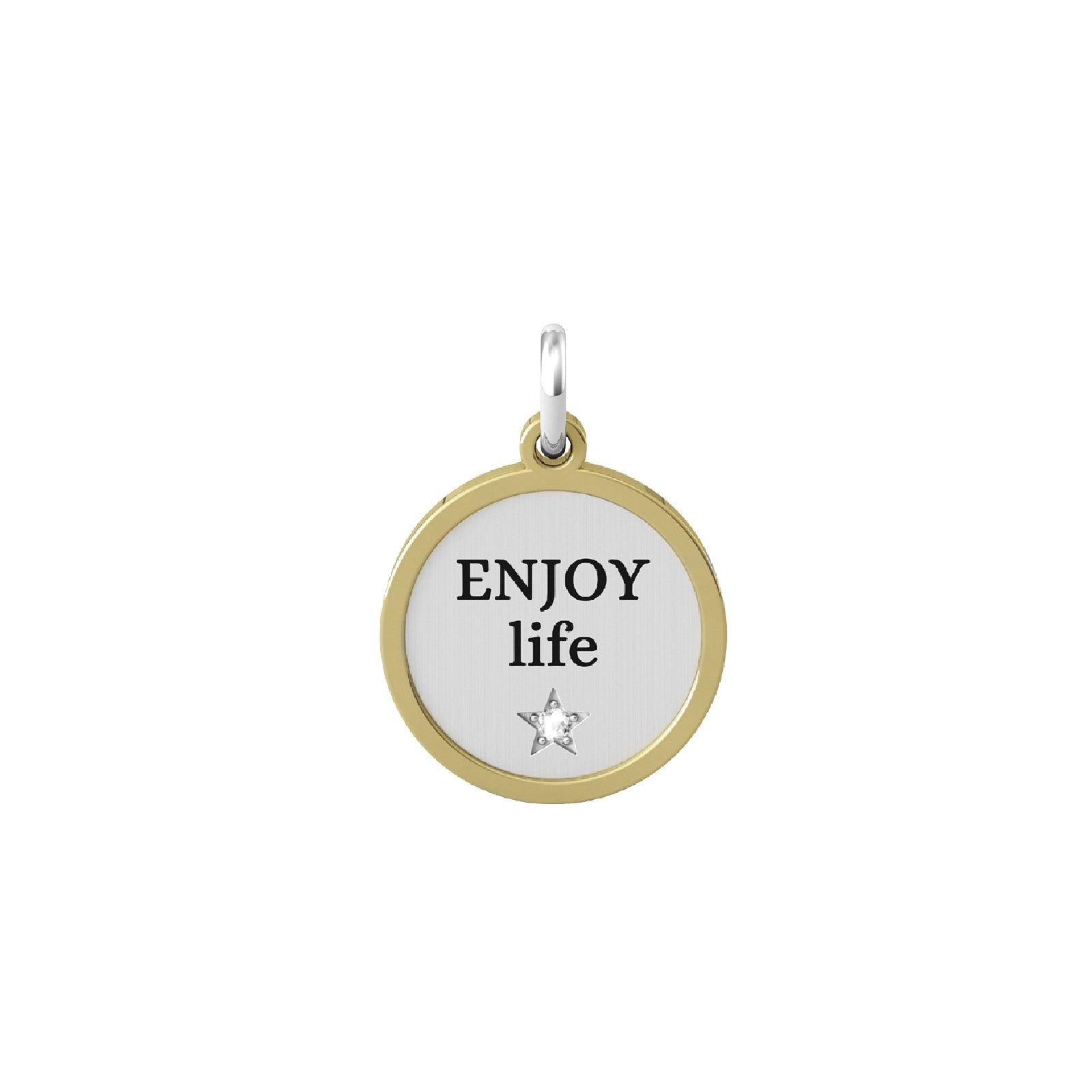 Charm Kidult By You donna acciaio e pvd giallo con stella e "Enjoy life" 741020-1