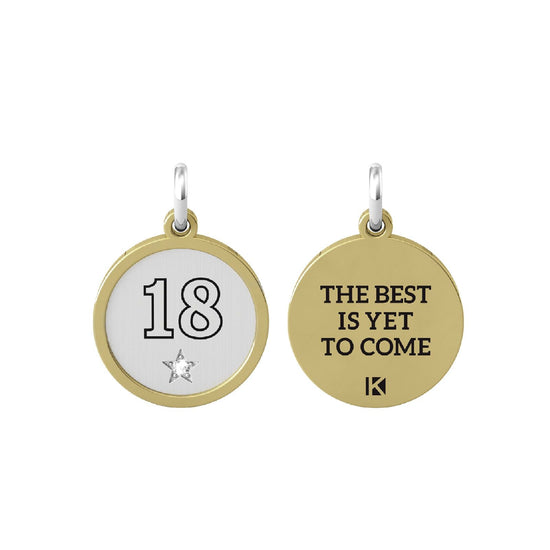 Charm Kidult By You donna acciaio e pvd giallo numero 18 con frase 741027-1