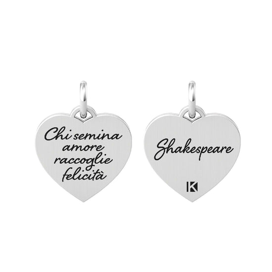 Charm Kidult By You donna acciaio a cuore con citazione di Shakespeare 741061-1