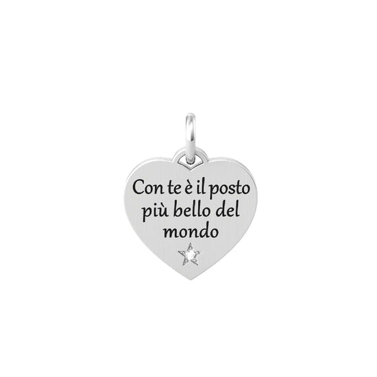 Charm Kidult By You donna acciaio a cuore con stella e frase d'amore 741062-1