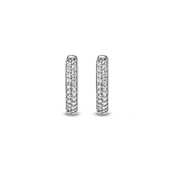 Orecchini cerchio donna TI SENTO Milano in argento con pavé zirconi 7557ZI-1