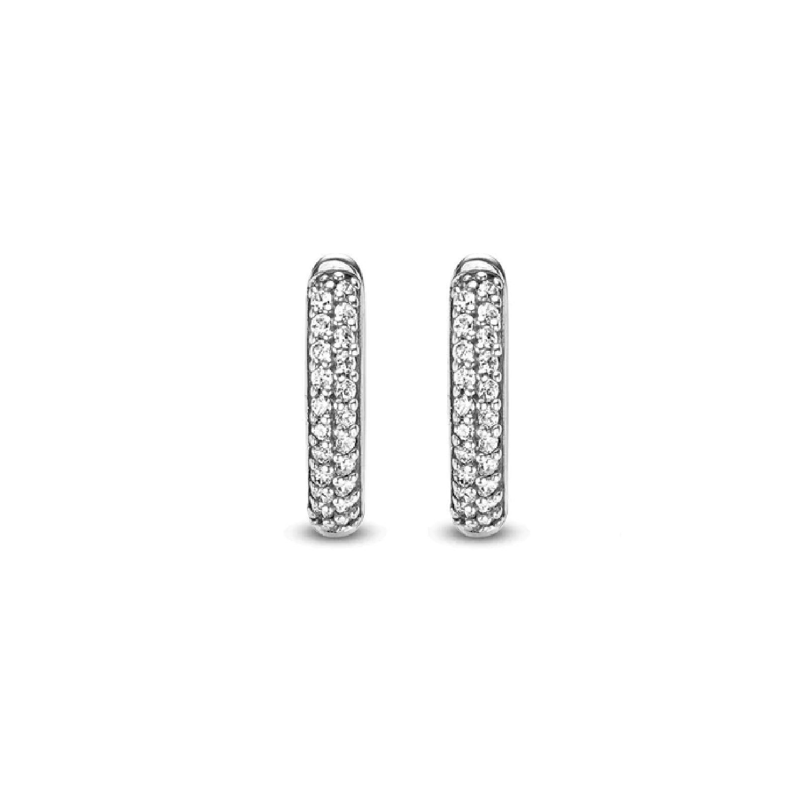 Orecchini cerchio donna TI SENTO Milano in argento con pavé zirconi 7557ZI-1