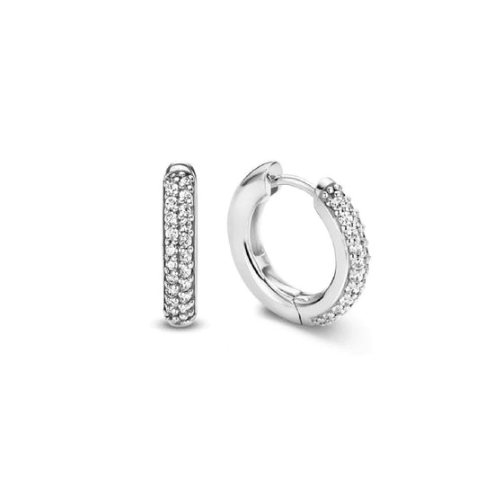 Orecchini cerchio donna TI SENTO Milano in argento con pavé zirconi 7557ZI-2