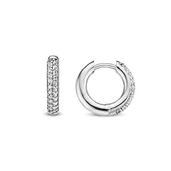 Orecchini cerchio donna TI SENTO Milano in argento con pavé zirconi 7557ZI-3